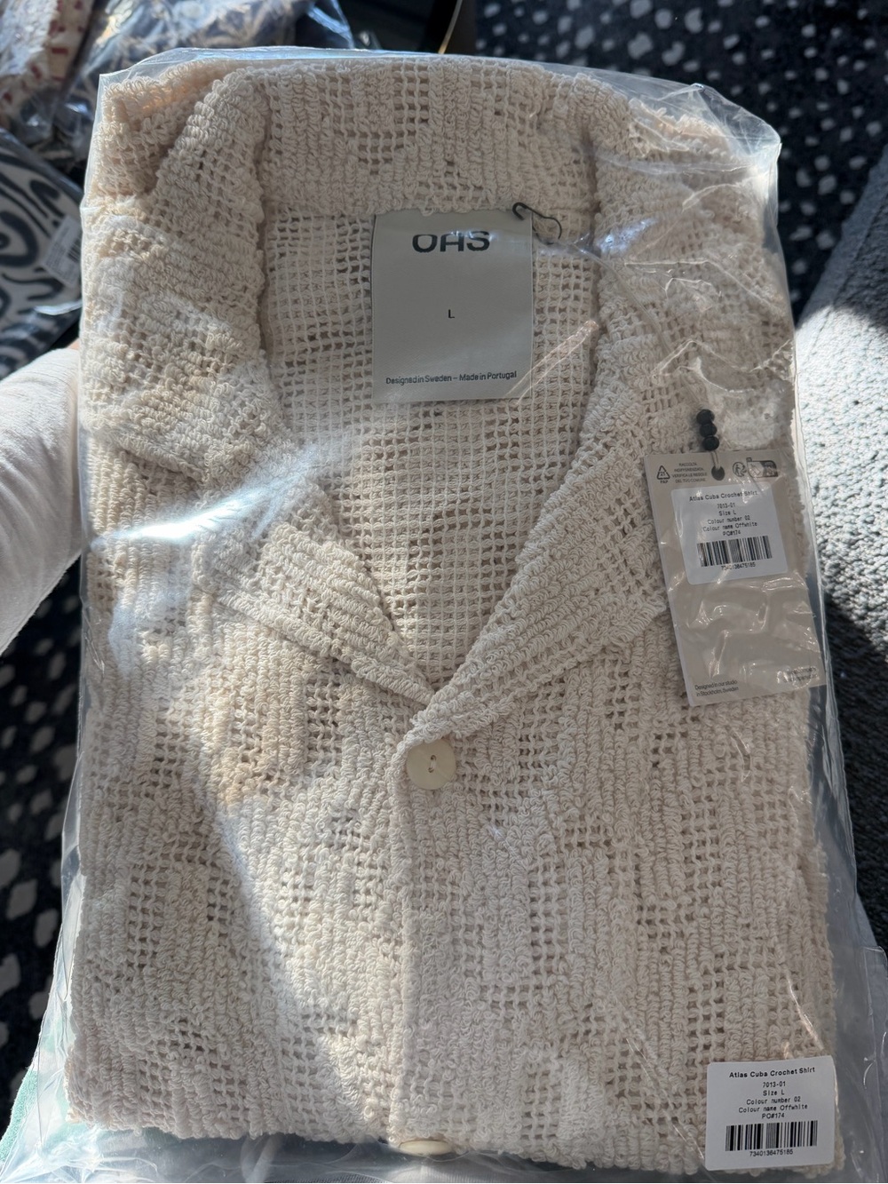 OAS Cream Crochet Button-Front Cardigan